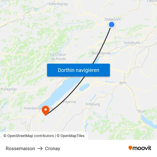 Rossemaison to Cronay map
