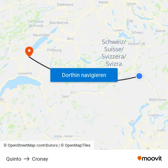 Quinto to Cronay map