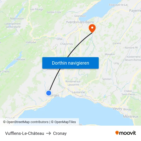 Vufflens-Le-Château to Cronay map