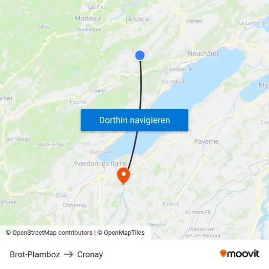 Brot-Plamboz to Cronay map
