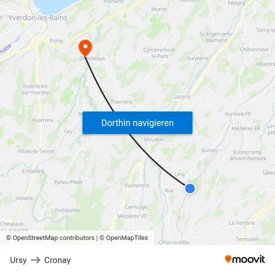 Ursy to Cronay map