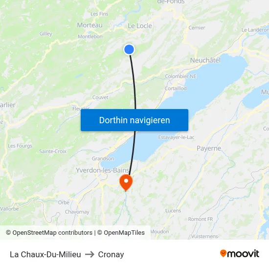 La Chaux-Du-Milieu to Cronay map