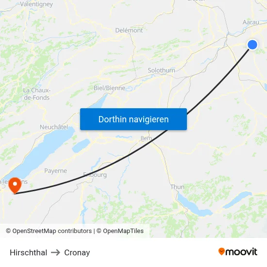 Hirschthal to Cronay map