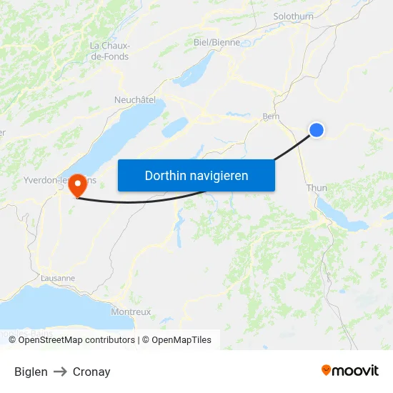 Biglen to Cronay map
