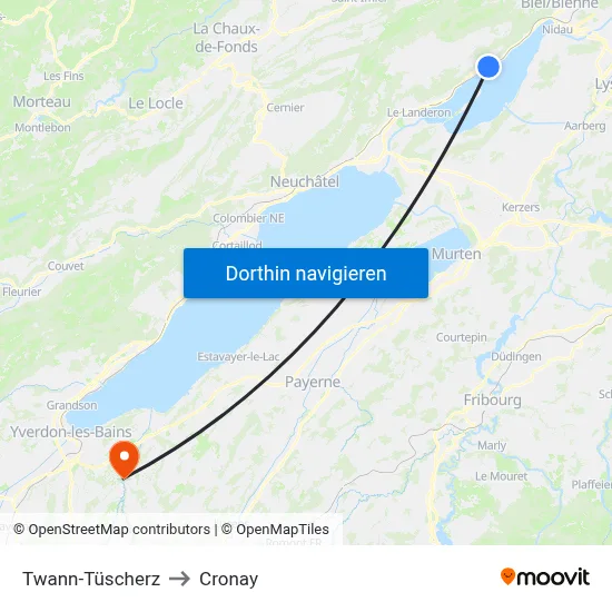 Twann-Tüscherz to Cronay map