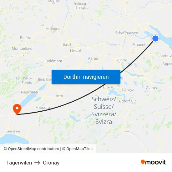 Tägerwilen to Cronay map