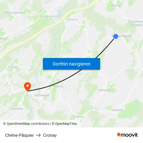 Chêne-Pâquier to Cronay map