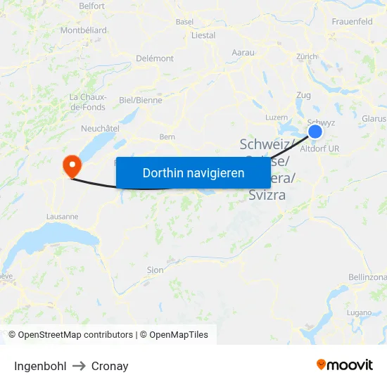 Ingenbohl to Cronay map