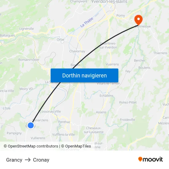 Grancy to Cronay map