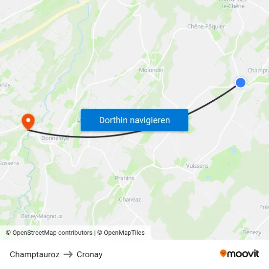 Champtauroz to Cronay map