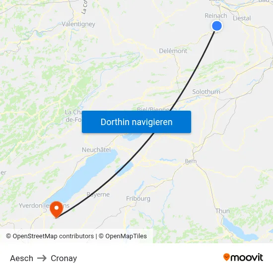 Aesch to Cronay map