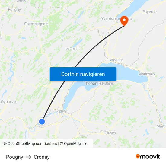 Pougny to Cronay map