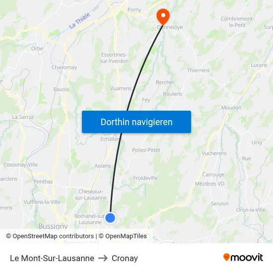 Le Mont-Sur-Lausanne to Cronay map