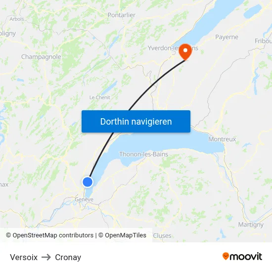Versoix to Cronay map