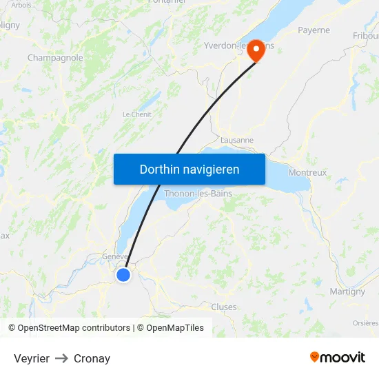 Veyrier to Cronay map