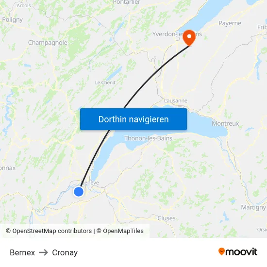 Bernex to Cronay map