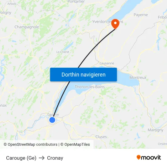 Carouge (Ge) to Cronay map