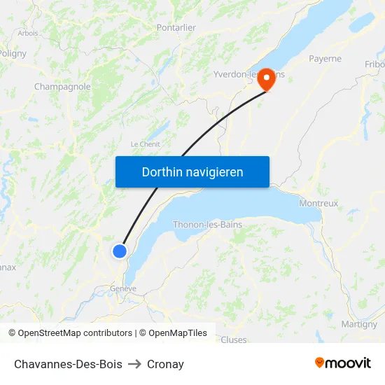 Chavannes-Des-Bois to Cronay map