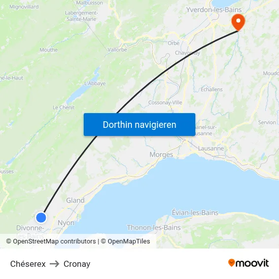 Chéserex to Cronay map