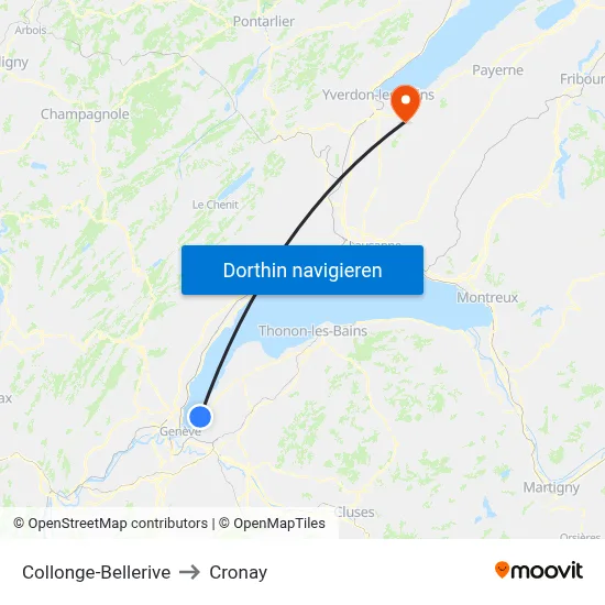 Collonge-Bellerive to Cronay map