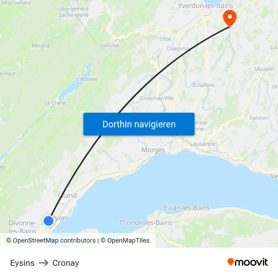 Eysins to Cronay map