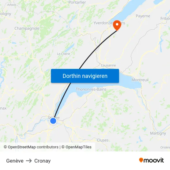 Genève to Cronay map
