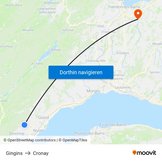 Gingins to Cronay map