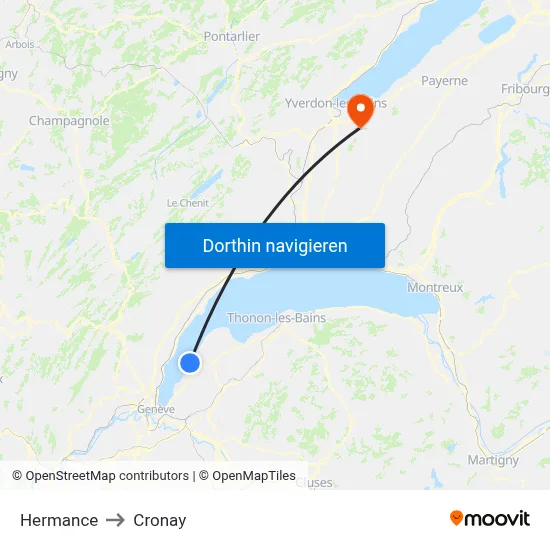 Hermance to Cronay map