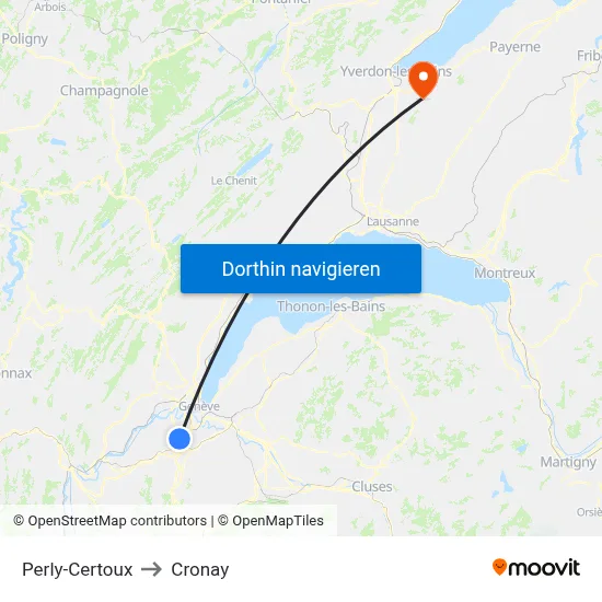 Perly-Certoux to Cronay map
