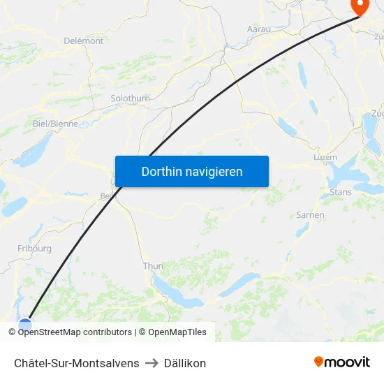 Châtel-Sur-Montsalvens to Dällikon map
