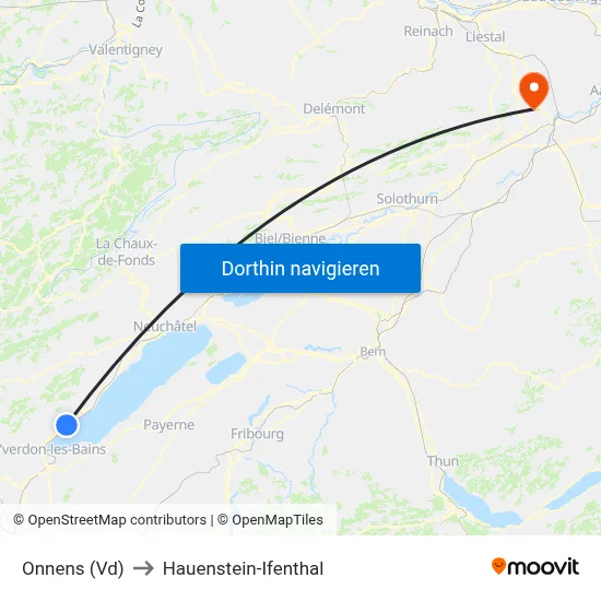 Onnens (Vd) to Hauenstein-Ifenthal map