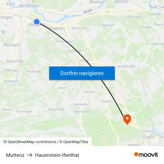 Muttenz to Hauenstein-Ifenthal map
