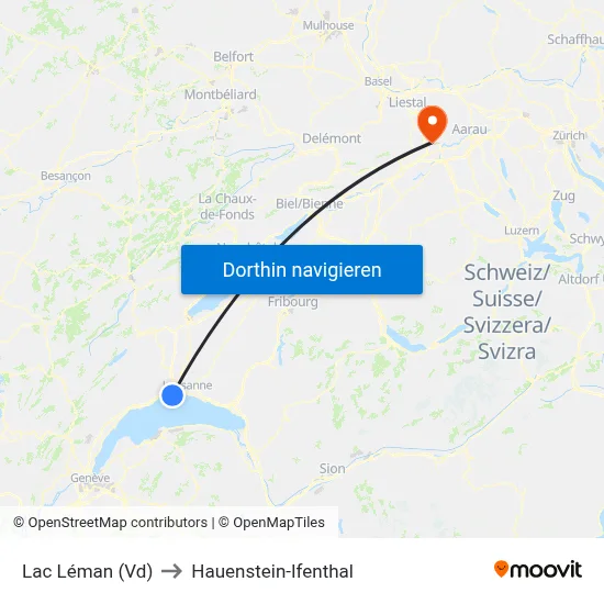 Lac Léman (Vd) to Hauenstein-Ifenthal map