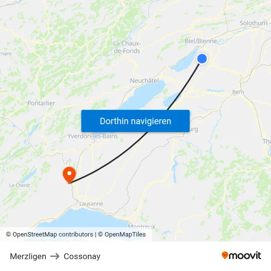 Merzligen to Cossonay map