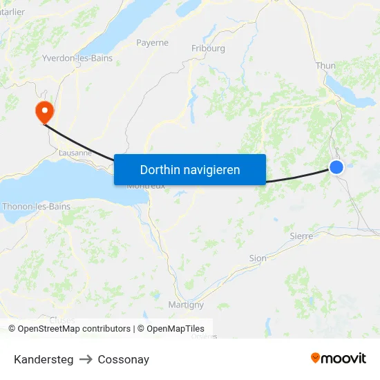 Kandersteg to Cossonay map