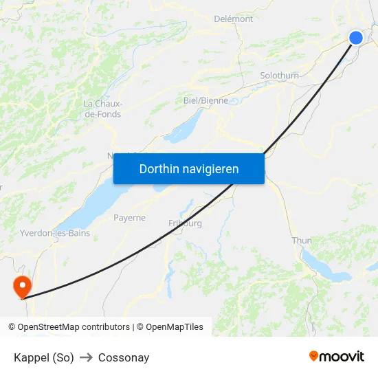 Kappel (So) to Cossonay map