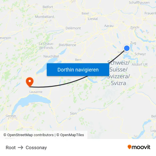 Root to Cossonay map