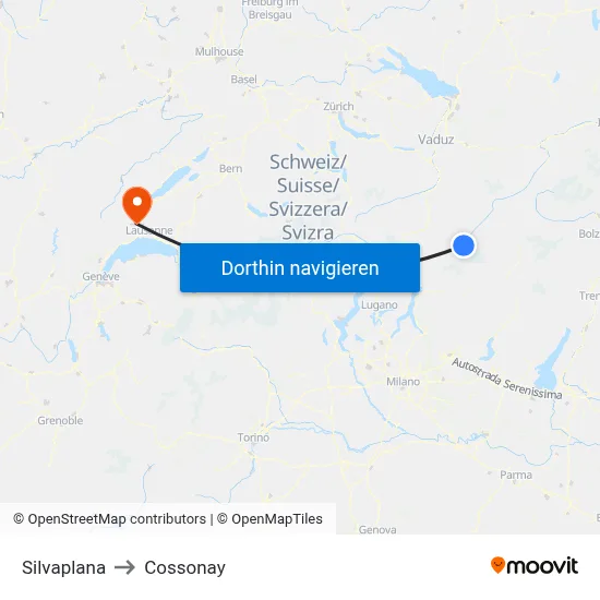 Silvaplana to Cossonay map
