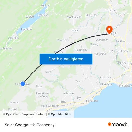 Saint-George to Cossonay map