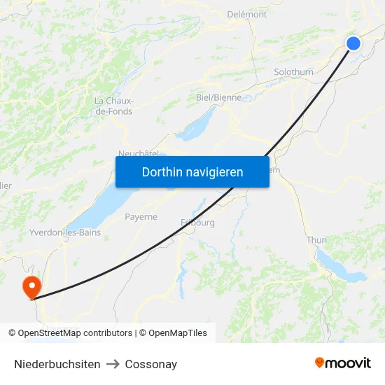 Niederbuchsiten to Cossonay map