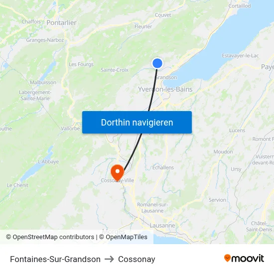 Fontaines-Sur-Grandson to Cossonay map
