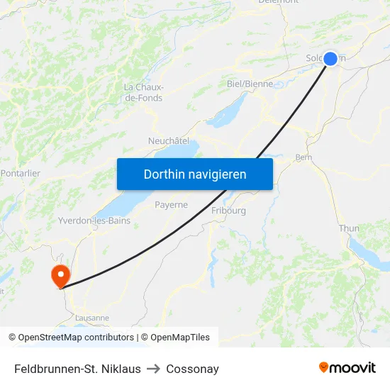 Feldbrunnen-St. Niklaus to Cossonay map