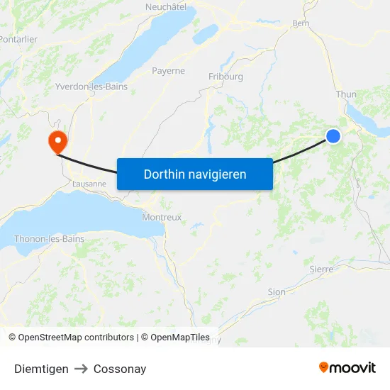 Diemtigen to Cossonay map