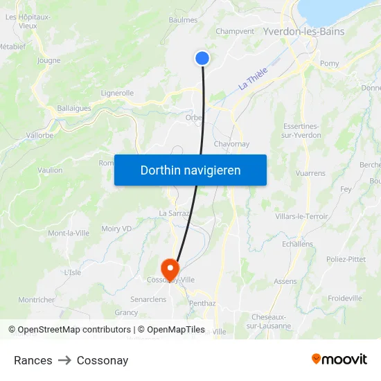 Rances to Cossonay map