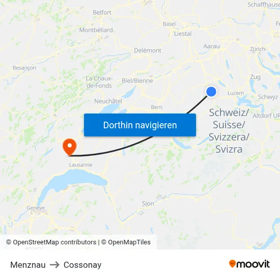 Menznau to Cossonay map