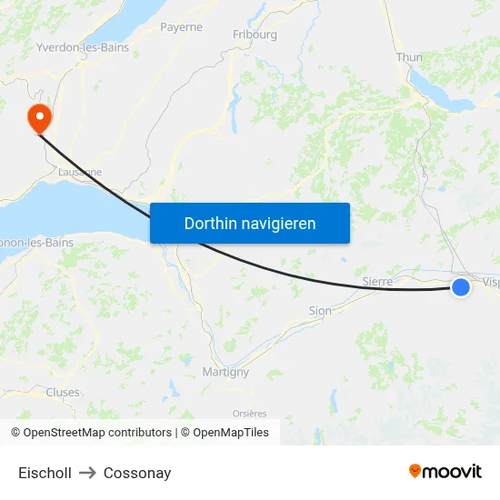 Eischoll to Cossonay map