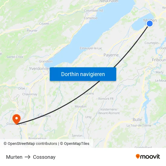 Murten to Cossonay map
