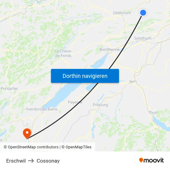 Erschwil to Cossonay map