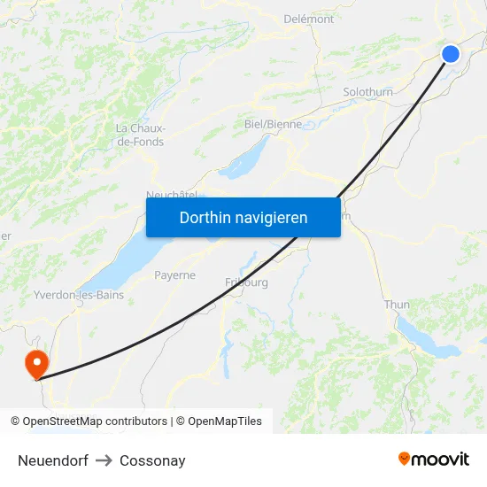 Neuendorf to Cossonay map