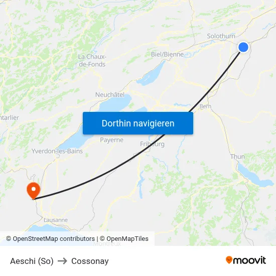 Aeschi (So) to Cossonay map